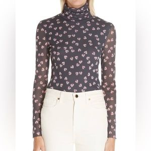 Ganni Mesh Floral Turtleneck